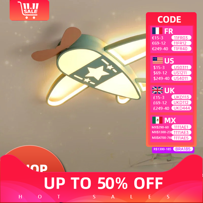 Baby Nursery Light Fixture - เครื่องบินที่ทันสมัยไฟ LED โคมไฟติดเพดานการ์ตูนที่สร้างสรรค์สำหรับเด็กห้องเด็กเล็กห้องนอนสถานรับเลี้ยงเด็กไฟติดเพดานในร่ม