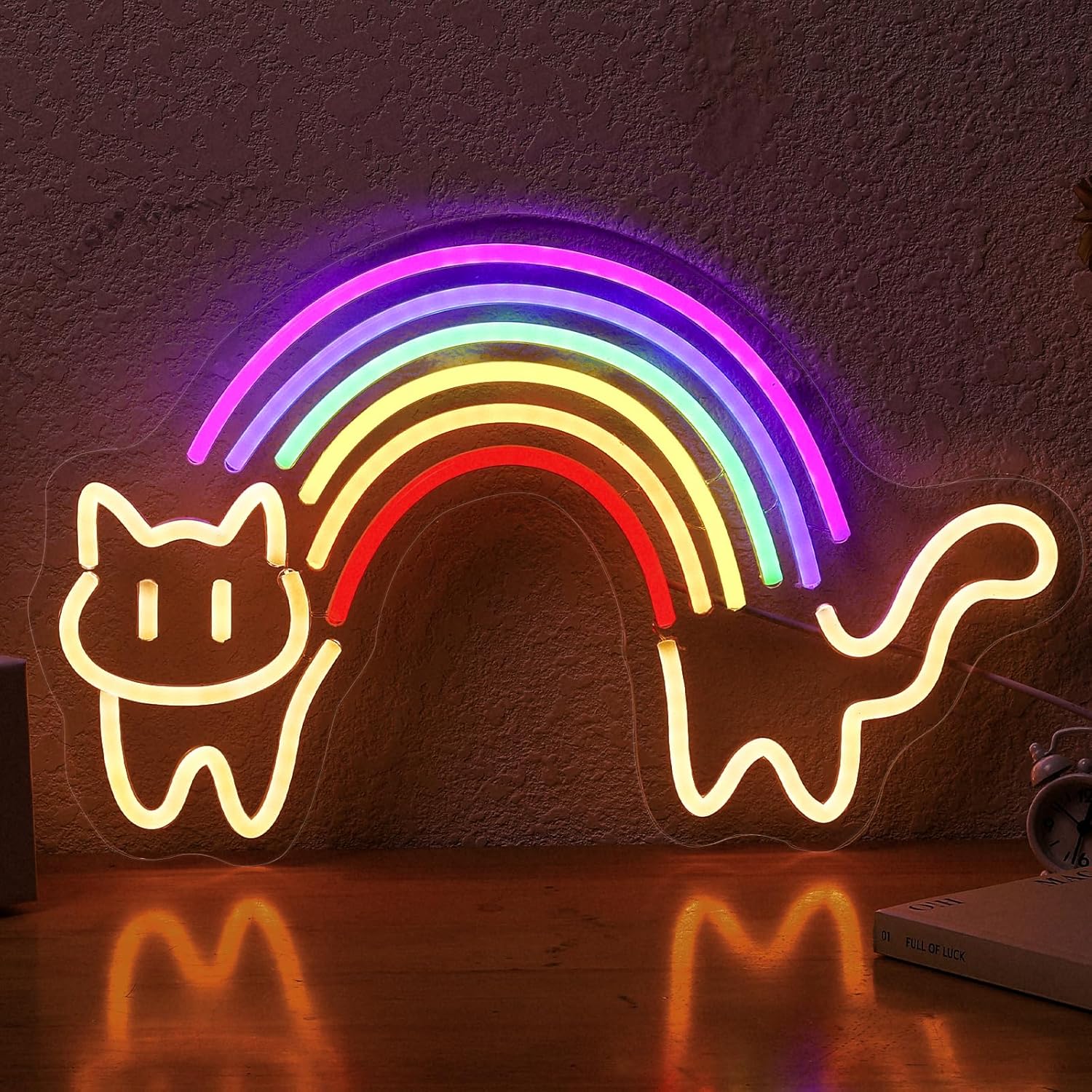 Baby Nursery Wall Lights - ป้ายไฟนีออนรูปแมวสีรุ้ง น่ารัก ใช้พลังงานจาก USB เหมาะสำหรับตกแต่งห้องนอน ห้องเด็ก