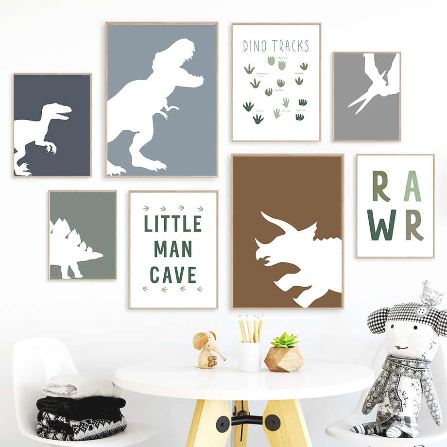Baby Girl Nursery Quotes - จูราสสิคไดโนเสาร์ไทแรนโนซอรัส เร็กซ์ ไทรเซราทอปส์ คำคมศิลปะบนผนังภาพวาดบนผืนผ้าใบโปสเตอร์และภาพพิมพ์ภาพติดผนังตกแต่งห้องเด็ก