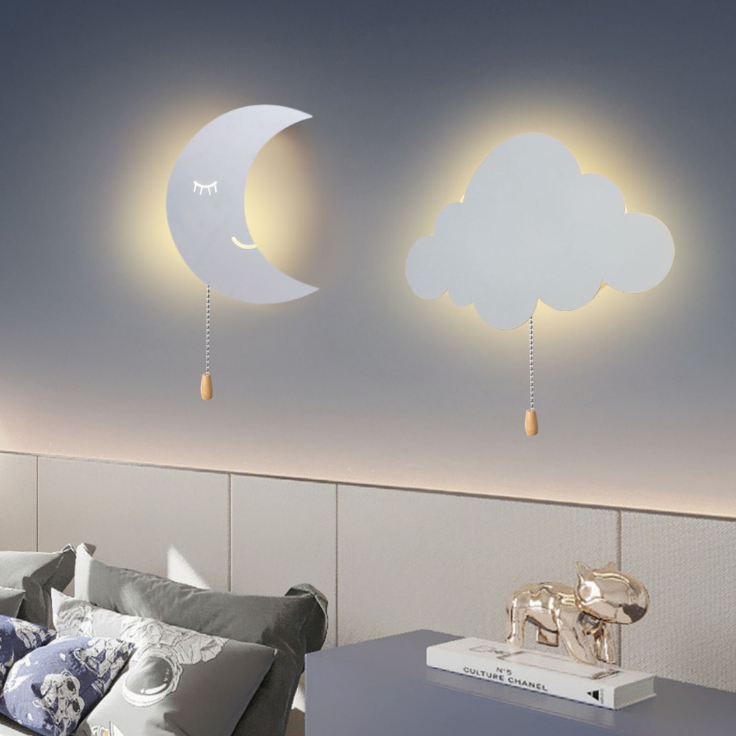 Baby Nursery Wall Lights - พอร์ต USB ชาร์จ AA แบตเตอรี่ดําเนินการโคมไฟติดผนังข้างเตียงห้องนอนพร้อมสวิตช์ซิปการออกแบบสัตว์ดาวโคมไฟติดผนังห้องเด็ก