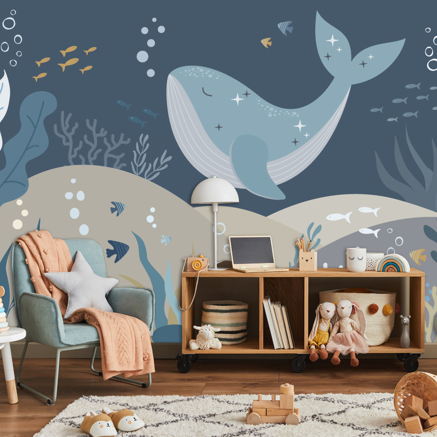Baby Nursery Peel And Stick Wallpaper - วอลเปเปอร์ลายการ์ตูนปลาวาฬน่ารัก 10+ แบบ สำหรับตกแต่งห้องนอน ห้องเด็ก ห้องเด็กผู้ชาย