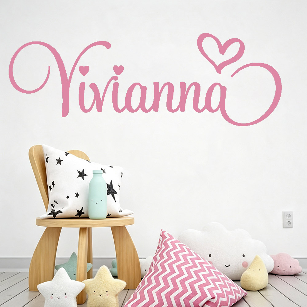 Baby Nursery Decor Girl - สติ๊กเกอร์ติดผนังสำหรับห้องเด็ก สติ๊กเกอร์ไวนิลลายหัวใจพร้อมชื่อเด็กแบบปรับแต่งได้ สำหรับตกแต่งห้องเด็กชาย เด็กหญิง และห้องเด็กทารก