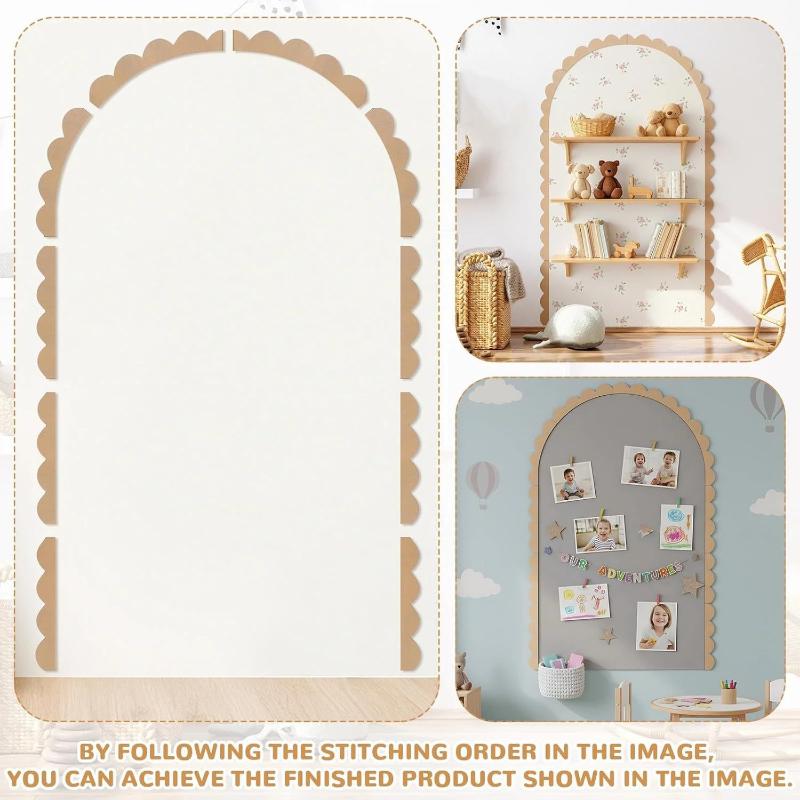 Baby Nursery Frames - ของตกแต่งผนังไม้รูปโค้ง DIY กรอบไม้ดิบ งานฝีมือขอบหยัก ของตกแต่งเฟอร์นิเจอร์ แม่พิมพ์ตกแต่ง