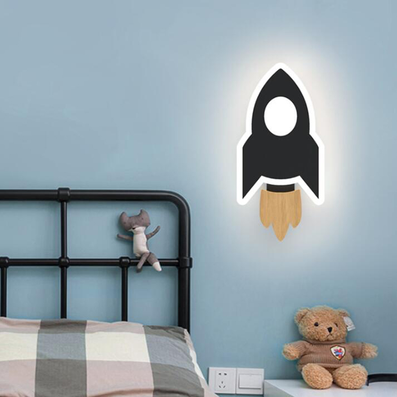 Baby Nursery Wall Lights - โคมไฟติดผนังจรวด LED การ์ตูนโคมไฟติดผนังรูปดาวพระจันทร์ความคิดสร้างสรรค์สมัยใหม่ในร่มของเด็กทารกไฟตกแต่งข้างเตียงเด็กของขวัญสำหรับเด็ก