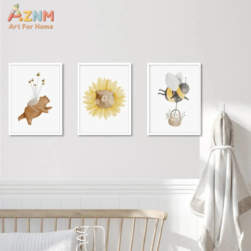 AZNM สีน้ำหมีสุนัขจิ้งจอกสัตว์ - Baby Nursery Frames บทวิจารณ์และราคา