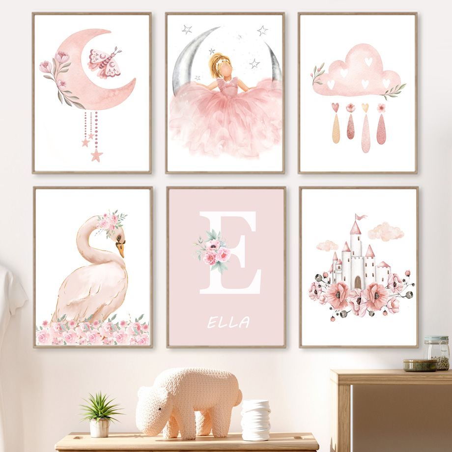 Pink Angel Girl Sun Moon Cloud - Baby Nursery Decor Girl บทวิจารณ์และราคา