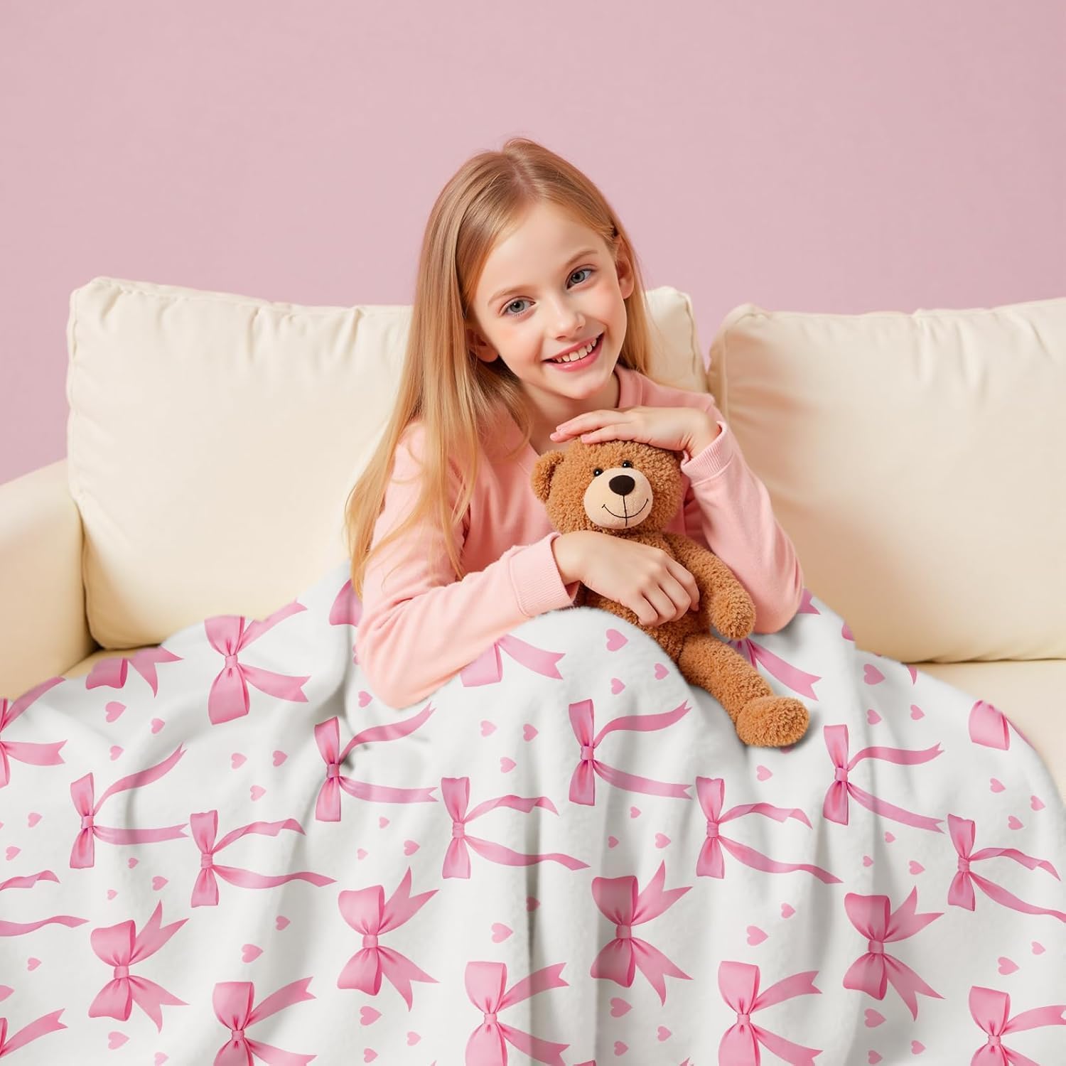 ผ้าห่มโบว์สีชมพู VIKAMA นุ่มสบ - Baby Nursery Decor Girl บทวิจารณ์และราคา