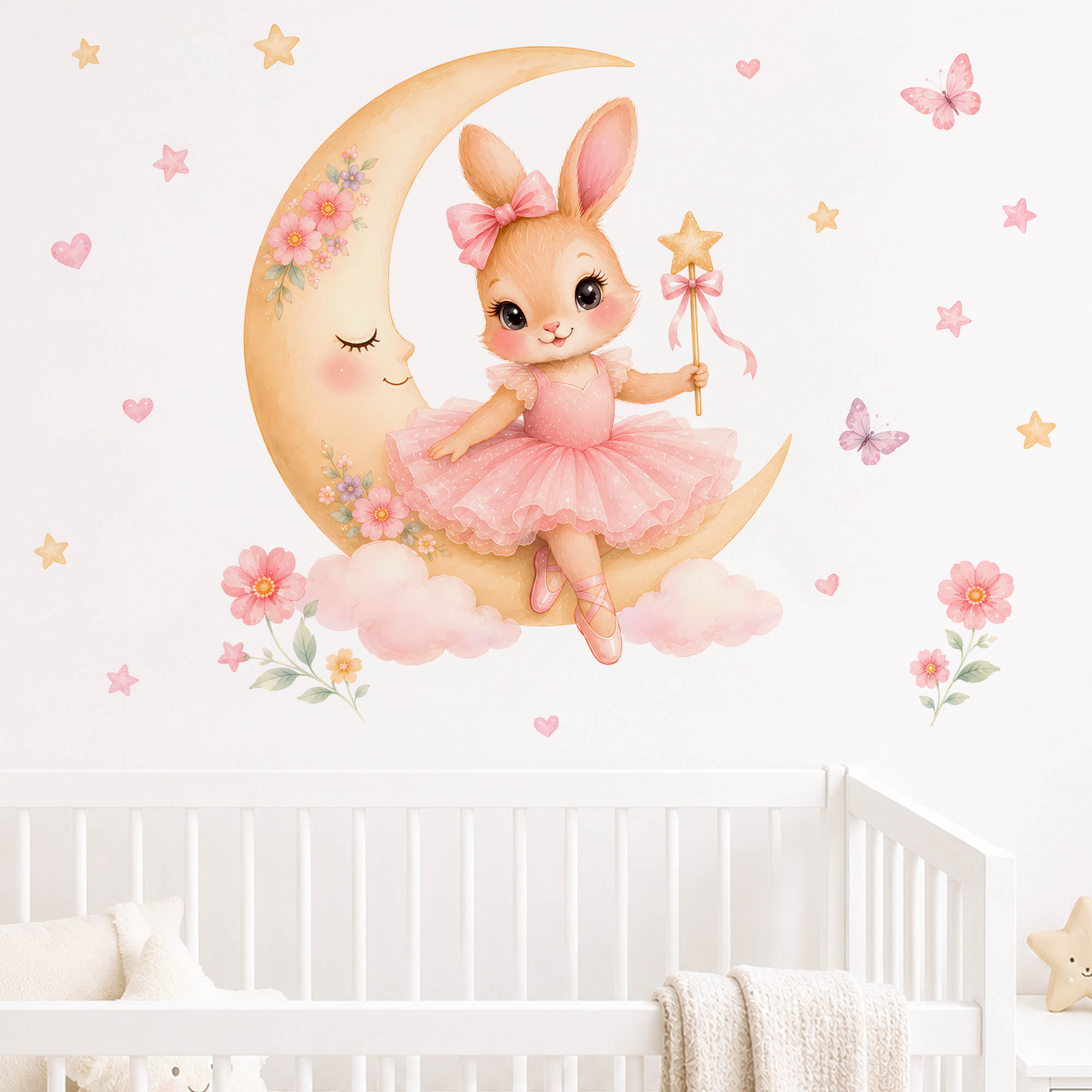 สติ๊กเกอร์ติดผนังลายกระต่ายนัก - Baby Nursery Decor Girl บทวิจารณ์และราคา