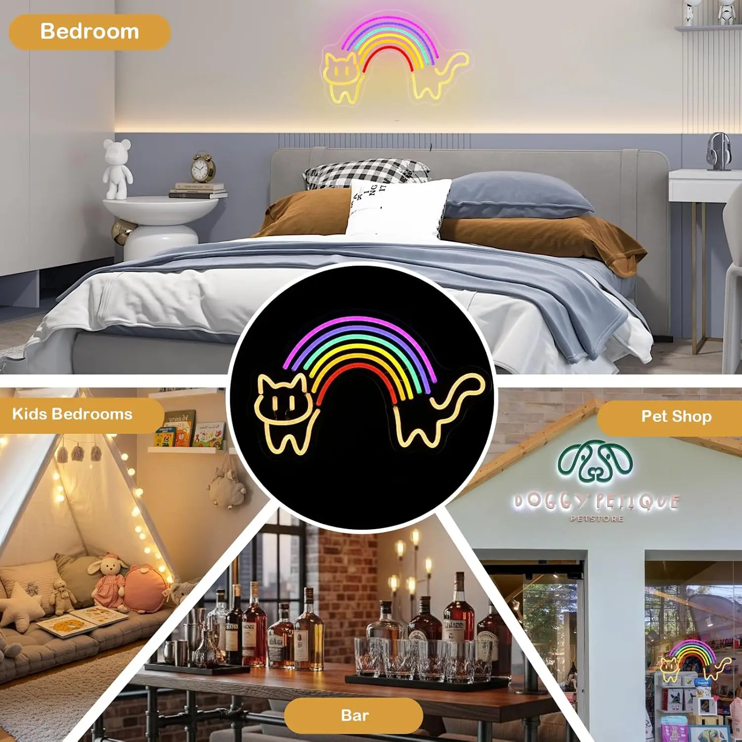 ป้ายไฟนีออนรูปแมวสีรุ้ง น่ารัก - Baby Nursery Wall Lights บทวิจารณ์และราคา