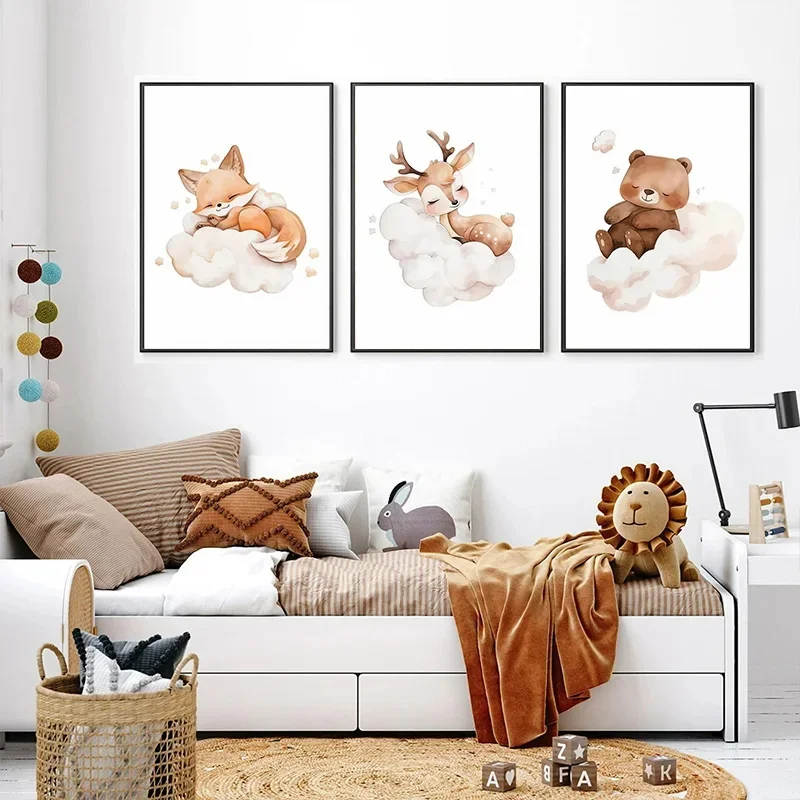 การ์ตูน Cloud สัตว์ภาพวาดผ้าใบ - Baby Nursery Frames บทวิจารณ์และราคา
