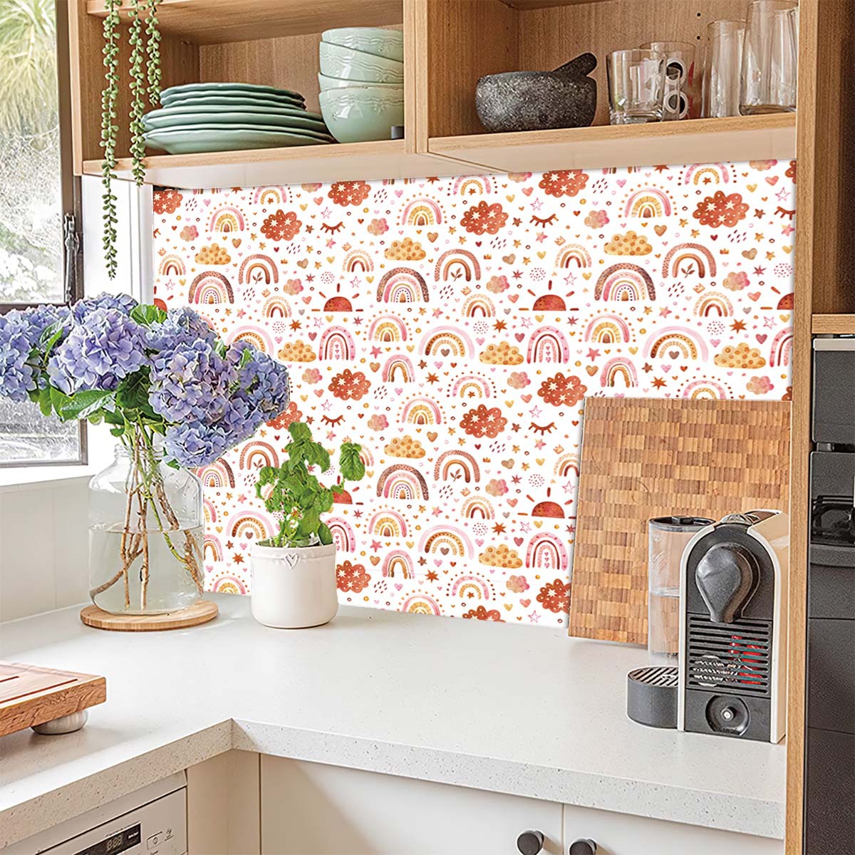 วอลเปเปอร์ลายสายรุ้งแบบลอกและต - Baby Nursery Peel And Stick Wallpaper บทวิจารณ์และราคา