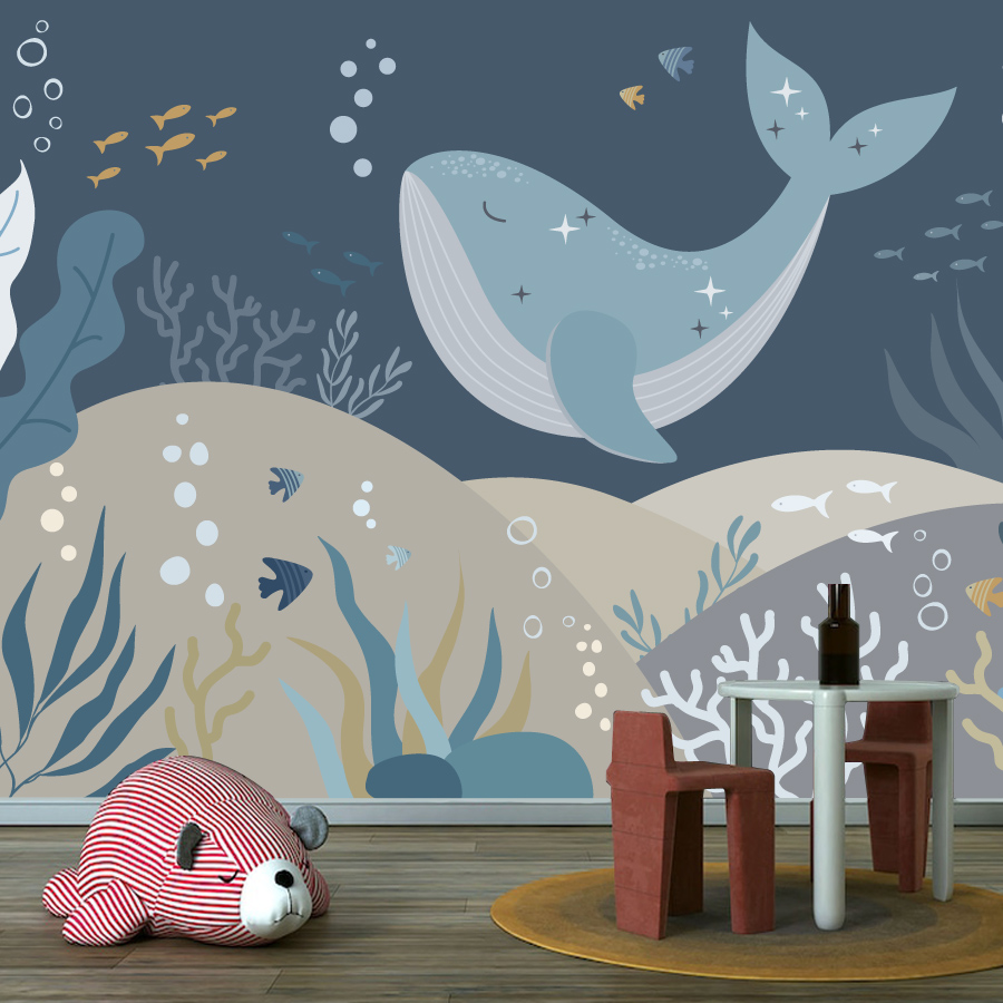 วอลเปเปอร์ลายการ์ตูนปลาวาฬน่าร - Baby Nursery Peel And Stick Wallpaper บทวิจารณ์และราคา