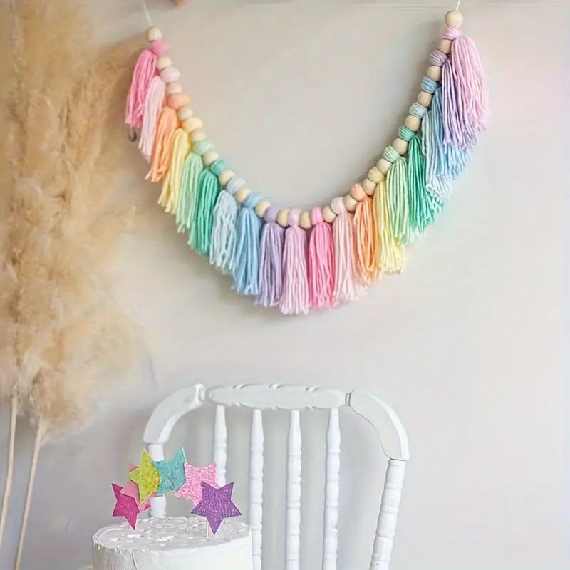 1 PC Boho สีสันสายรุ้งพู่ Garl - Baby Nursery Decor Girl บทวิจารณ์และราคา