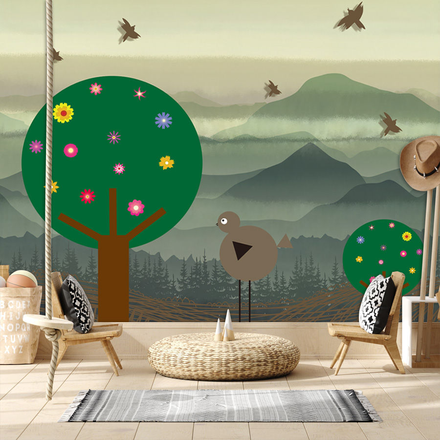 วอลเปเปอร์ลายการ์ตูนป่าไม้แบบล - Baby Nursery Peel And Stick Wallpaper บทวิจารณ์และราคา