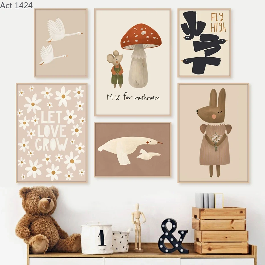 โปสเตอร์การ์ตูนโบโฮ กระต่าย หน - Baby Nursery Frames บทวิจารณ์และราคา